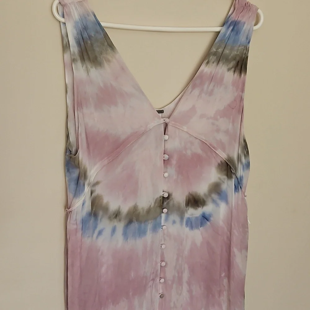 Young Fabulous & Broke Tie Dye Pink and White Sleeveless V-Neck Maxi Sundress XL - Picture 2 of 14